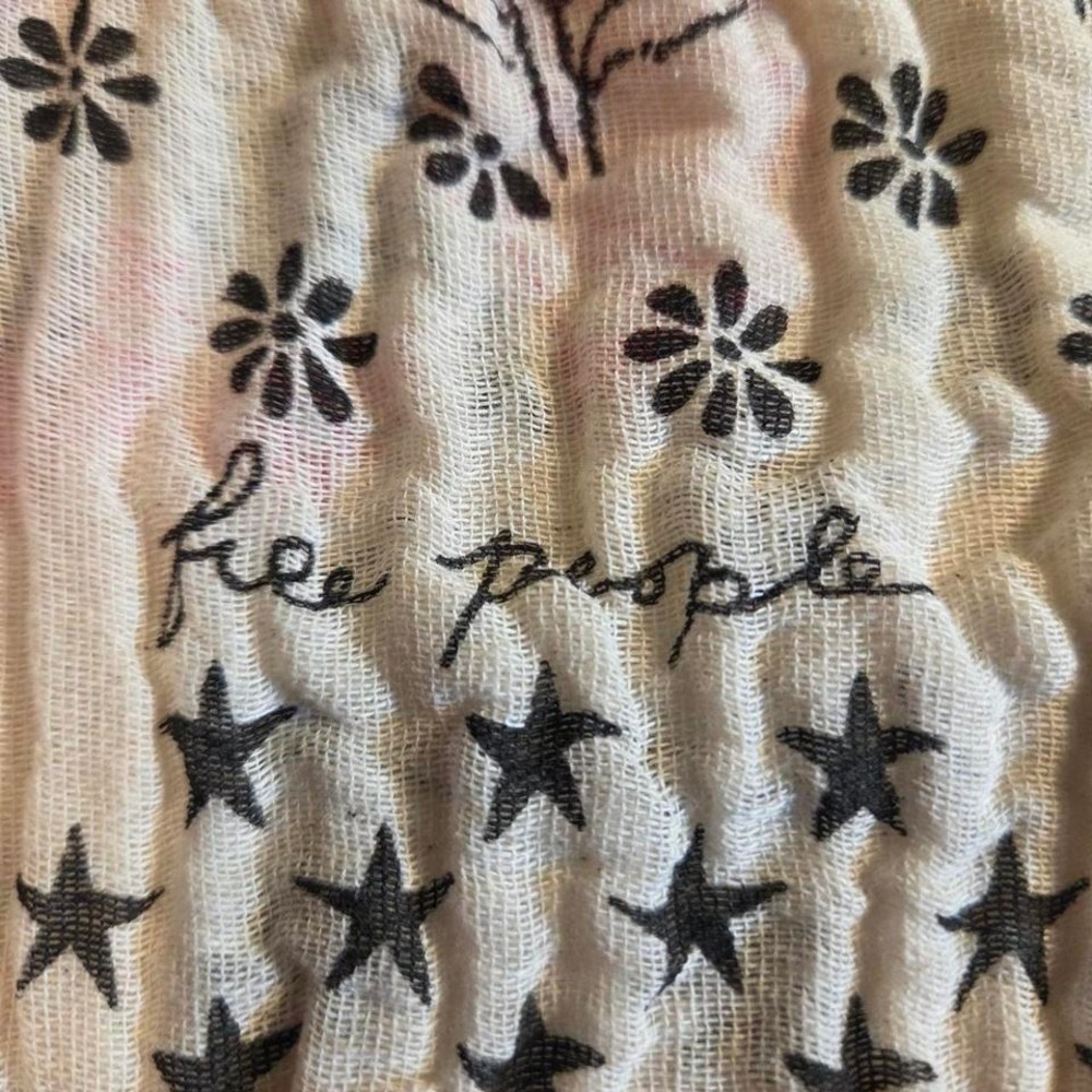 Free People Small Lightweight Reusable Tote Bag, Ivory Black Pink - Picture 3 of 6